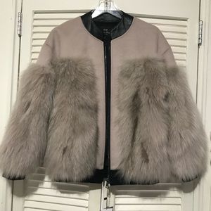 FINLAND FOX FUR AND WOOL BOMBER jacket, size S, Finland fur, NEW